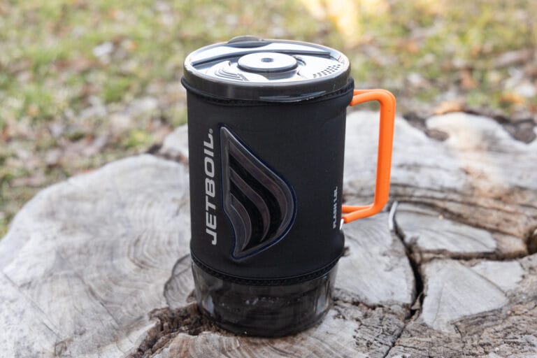 Jetboil Flash 1.8L all packed up with handles folded out.